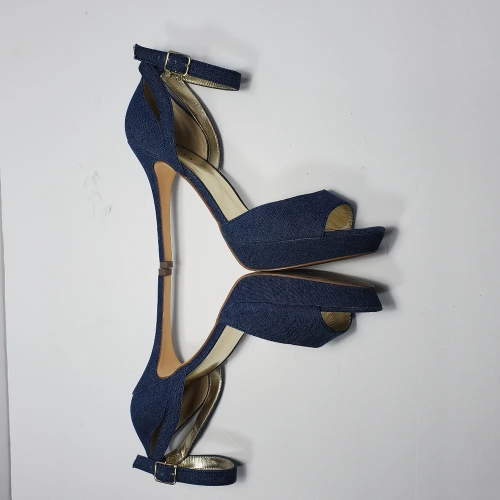 Guess Peep Toe Stilettos with Ankle Strap in Navy Size 9M_6